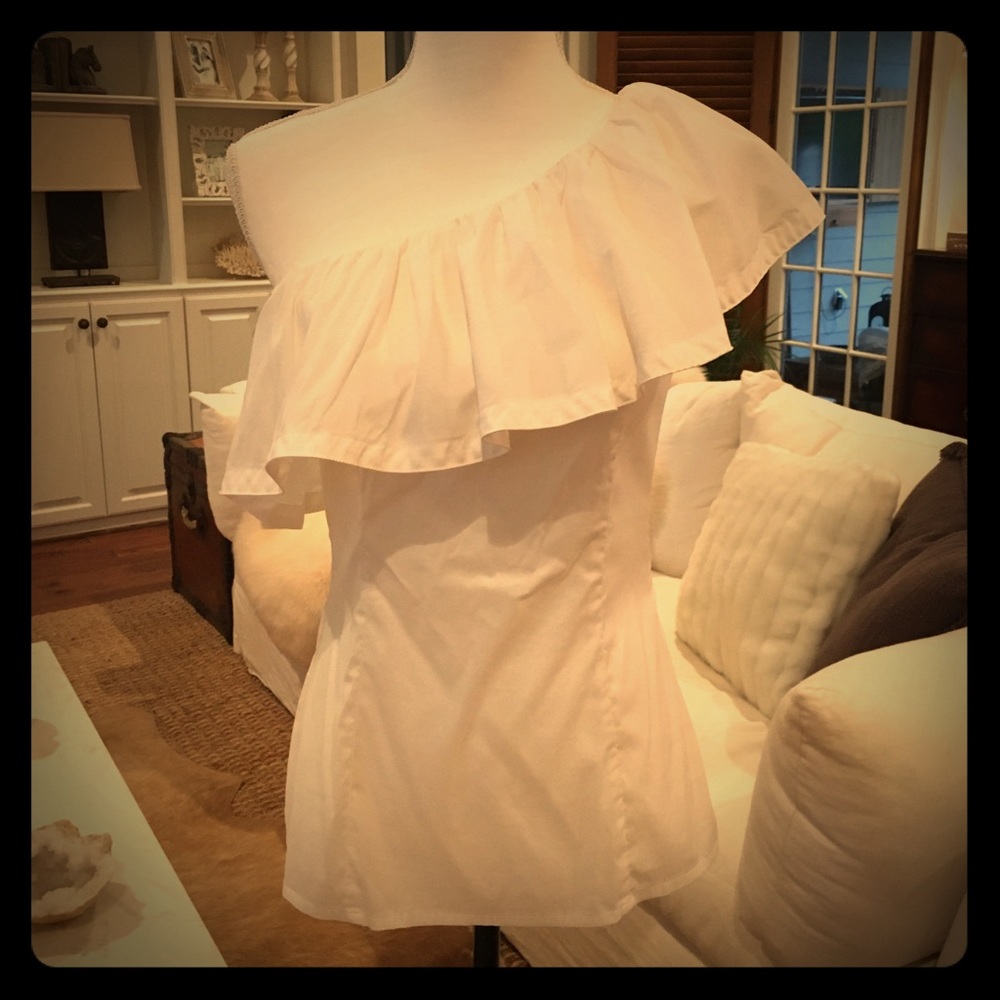 Trina Turk One Shoulder Ruffle Top